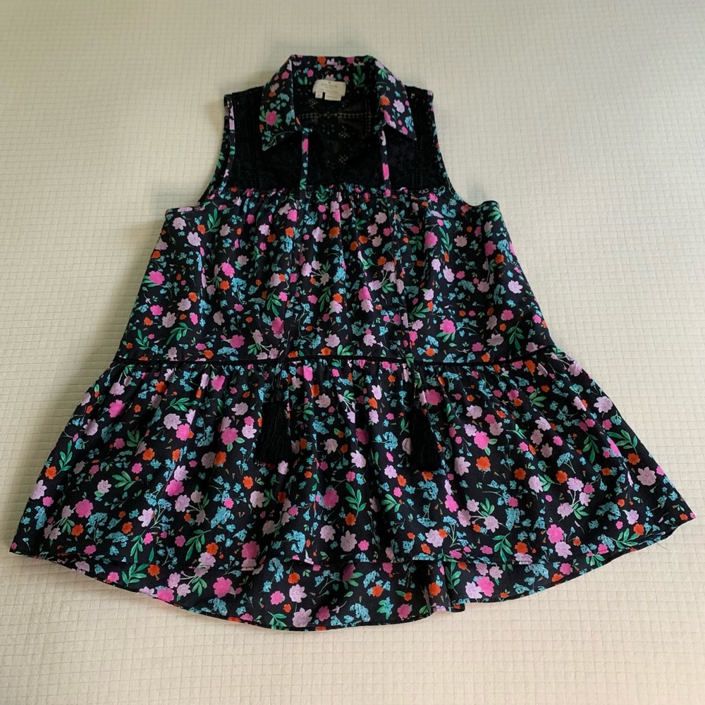 Kate Spade black floral peplum top